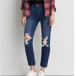 American Eagle High Rise Vintage Button Fly Distressed Denim Jeans Size 6